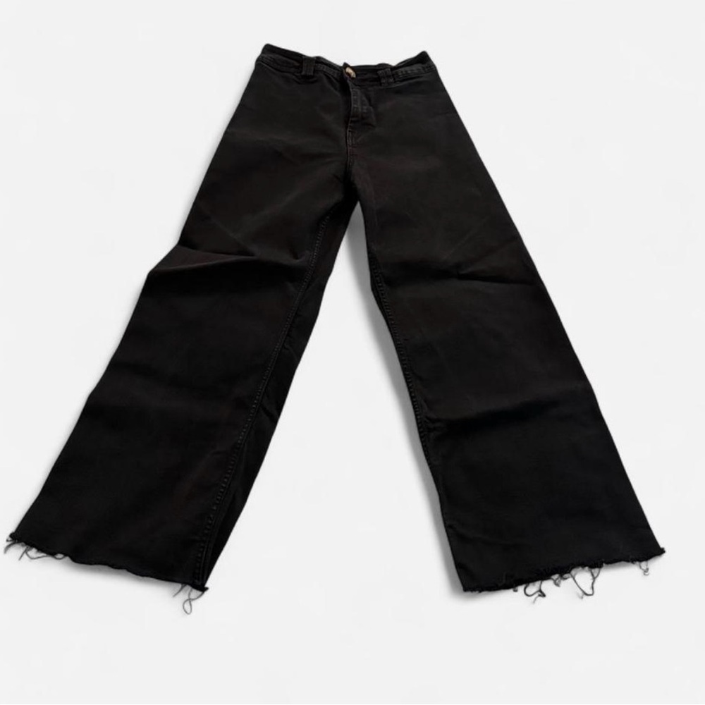 Stradivarius High Rise Wide Leg Faded Black Jeans View 2